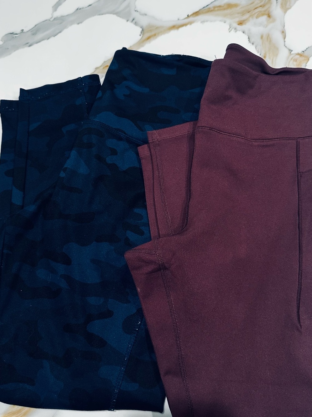 Danskin Navy Camo and Plum Leggings for Women set of 2